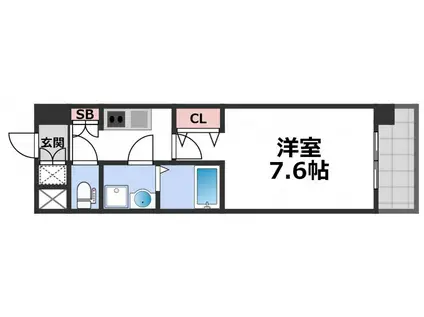 CASSIA高井田 ノース COURT(1K/6階)の間取り写真