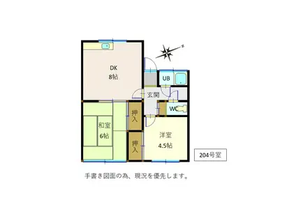 乃木アパート(2DK/2階)の間取り写真