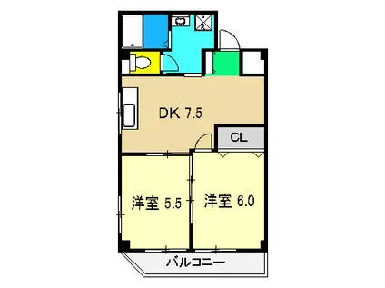 メゾン・マルベリ(2DK/4階)の間取り写真