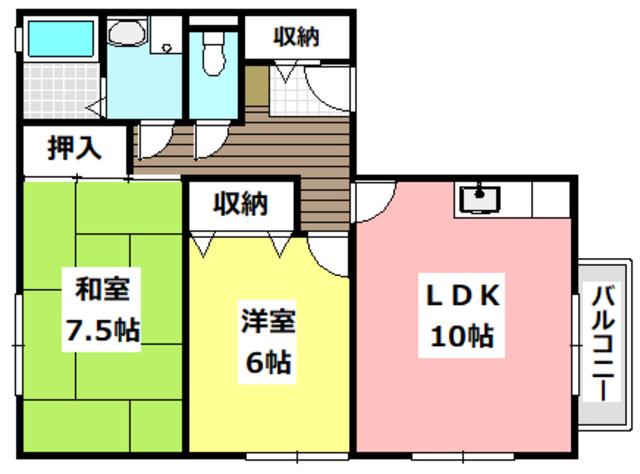 レオコート(2LDK/2階)の間取り写真