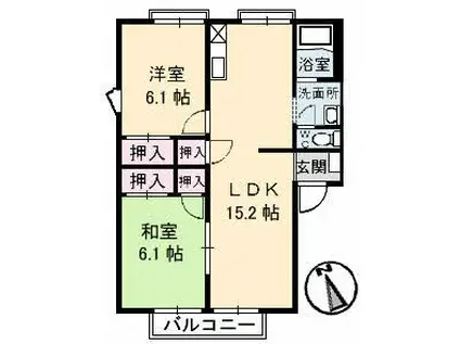 フレグランス太田A(2LDK/2階)の間取り写真