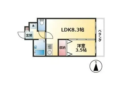 XーOVER21覚王山(1LDK/4階)の間取り写真