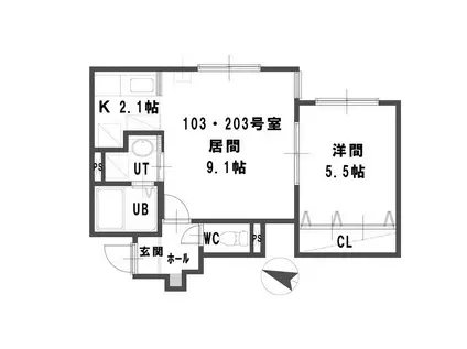 パストラーレSUHARA(1LDK/1階)の間取り写真