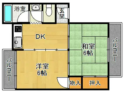 藤マンションⅡ(2DK/3階)の間取り写真