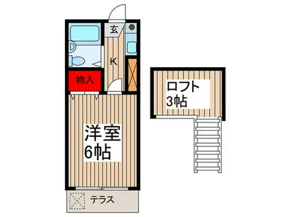 ＪＲ京浜東北線 北浦和駅 徒歩5分 2階建 築35年(1K/1階)の間取り写真