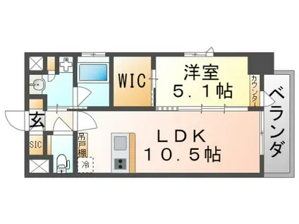 スプランディッド江坂III(1LDK/3階)の間取り写真