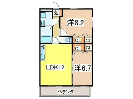 千寿パレス(2LDK/2階)の間取り写真