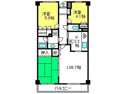 新大宮パーク・メゾン(3LDK/5階)の間取り写真