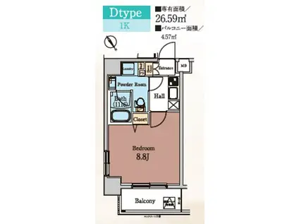 HYS田端IIイースト(1K/7階)の間取り写真