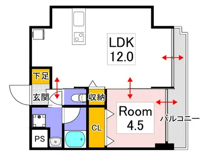 フルリール京町(1LDK/2階)の間取り写真