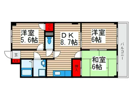 シティパル瑞江(3DK/4階)の間取り写真