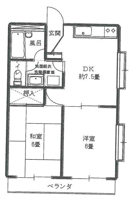 山愛マンション(2DK/3階)の間取り写真