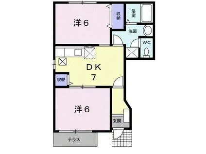 エスポワールE(2DK/1階)の間取り写真