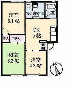 ファミール川原(3DK/1階)の間取り写真