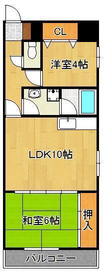 枝光スカイマンション(2LDK/2階)の間取り写真