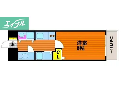 スタシオン南(1K/8階)の間取り写真