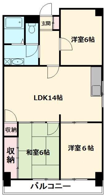 酒井マンションB棟(3LDK/2階)の間取り写真