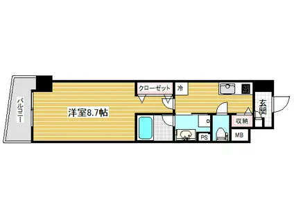 アプリーレ三宮磯上公園(1K/4階)の間取り写真