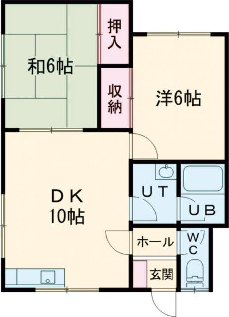 ハイツフジ(2DK/1階)の間取り写真