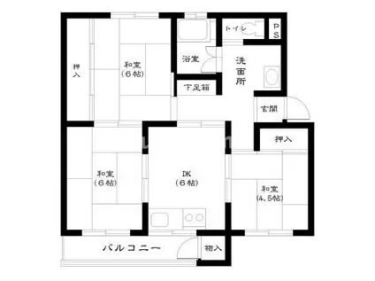 鶴甲コーポ22号棟(3DK/2階)の間取り写真