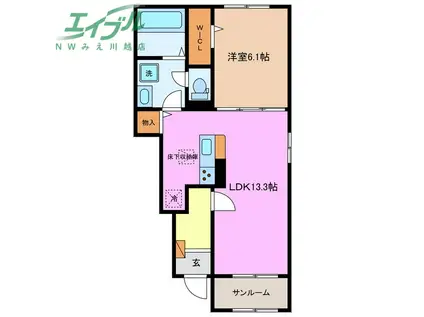 ライン メゾン II(1LDK/1階)の間取り写真