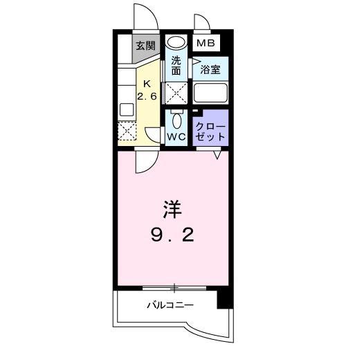グレイス筒井(1K/2階)の間取り写真