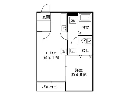 ホワイトピアニー イースト(1LDK/4階)の間取り写真