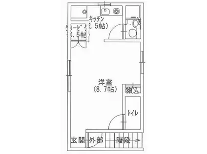 アシケンハイツ2 西棟(1K/2階)の間取り写真