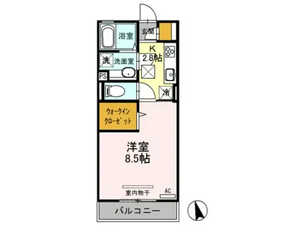 ミーティア II(1K/1階)の間取り写真