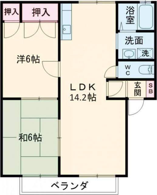 プロムナードY(2LDK/2階)の間取り写真