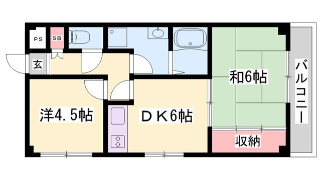 クリスタル西庄(2DK/2階)の間取り写真