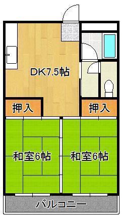 ディアライフ千防(2DK/1階)の間取り写真