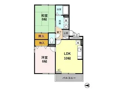 フレアコート矢木(2LDK/3階)の間取り写真