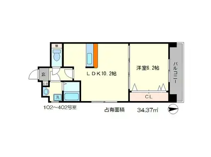 NOI-1ST(1LDK/3階)の間取り写真