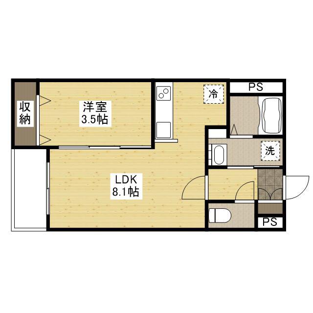 月光福山東壱番館(1LDK/1階)の間取り写真