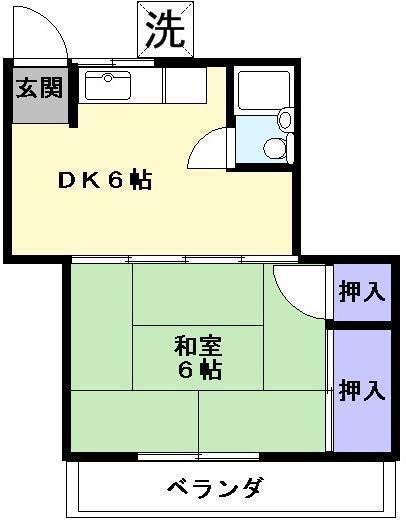 馬場アパート(1DK/2階)の間取り写真