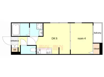 ハーモニーテラス大和田II(1DK/3階)の間取り写真