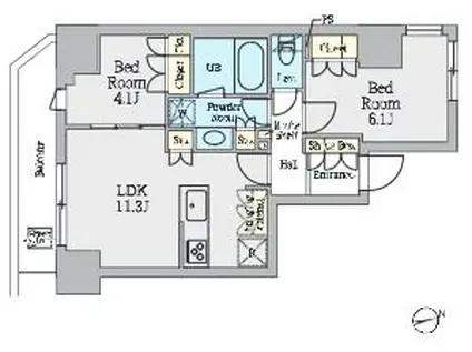 クレストコート上野(2LDK/8階)の間取り写真