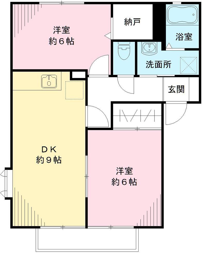 クレストコートA(2LDK/1階)の間取り写真