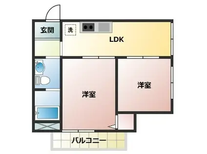ハイツウエストン(2DK/3階)の間取り写真