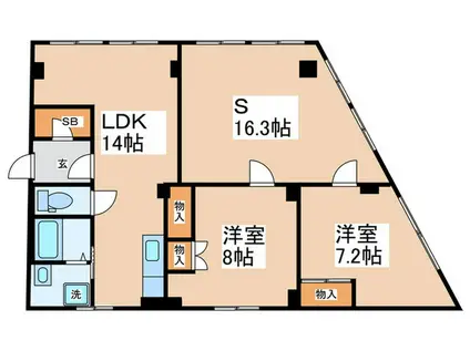 宮川酒店ビル(2SLDK/3階)の間取り写真