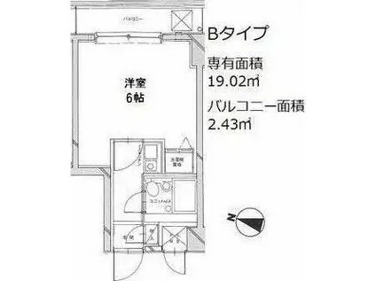 パレドール八王子III(1K/2階)の間取り写真