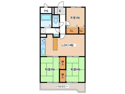 メゾンドロワール(3LDK/6階)の間取り写真