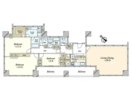 SAION SAKURAZAKA(3LDK/23階)の間取り写真