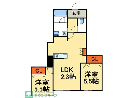 プレミアメゾン(2LDK/1階)の間取り写真