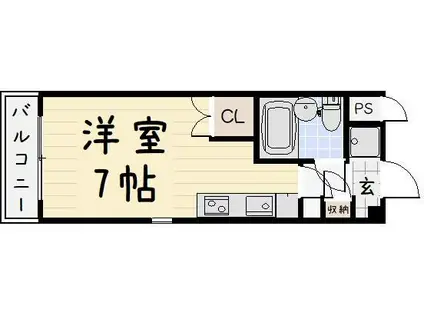 カルチェ・ブラン(ワンルーム/2階)の間取り写真