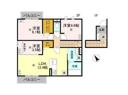 ネオ・ハイツ(3LDK/2階)の間取り写真