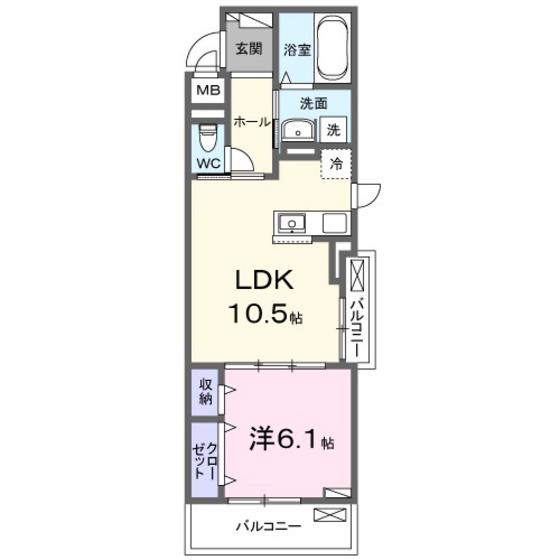 パラジソ大町(1LDK/3階)の間取り写真