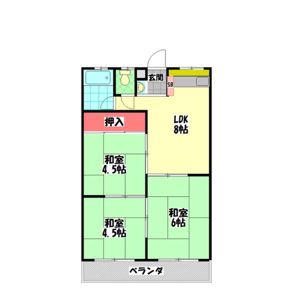 大日松原マンション(3DK/5階)の間取り写真