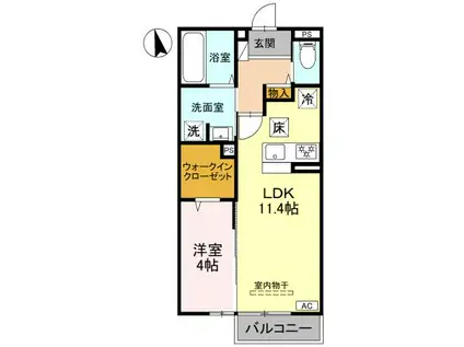 リュミエール太田(1LDK/1階)の間取り写真